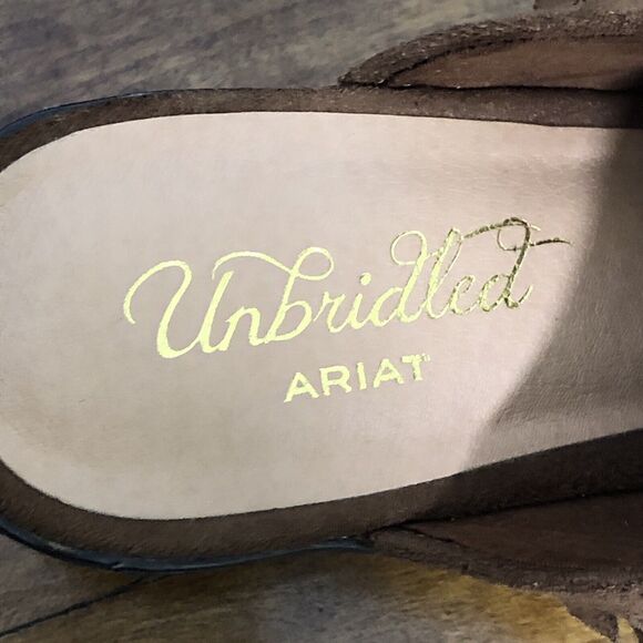 Ariat Unbridled Mules Women’s 6 Brown Whiskey Leather Shirley Fringe Western - Picture 9 of 12